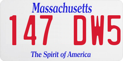MA license plate 147DW5