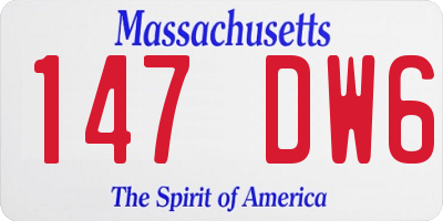 MA license plate 147DW6