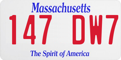 MA license plate 147DW7