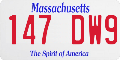 MA license plate 147DW9