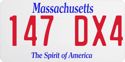 MA license plate 147DX4