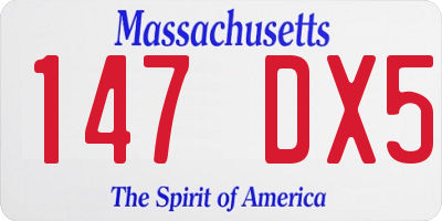 MA license plate 147DX5