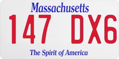 MA license plate 147DX6