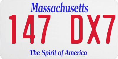 MA license plate 147DX7