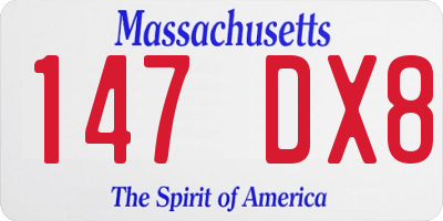 MA license plate 147DX8