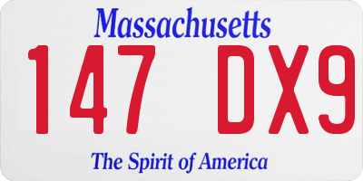 MA license plate 147DX9