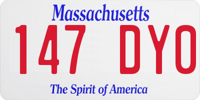 MA license plate 147DY0