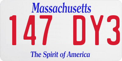 MA license plate 147DY3