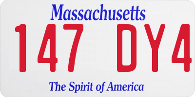 MA license plate 147DY4