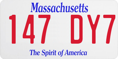 MA license plate 147DY7