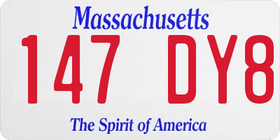 MA license plate 147DY8
