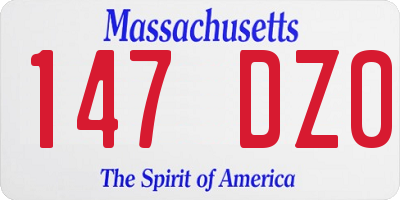 MA license plate 147DZ0