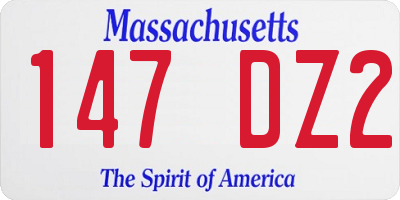 MA license plate 147DZ2