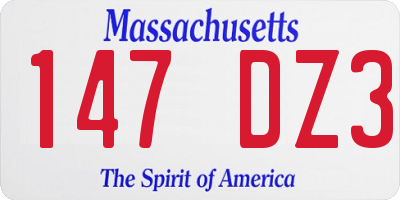 MA license plate 147DZ3