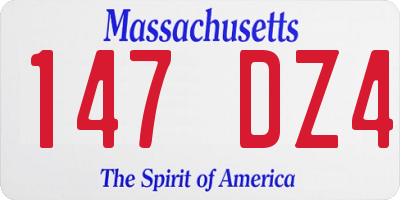 MA license plate 147DZ4