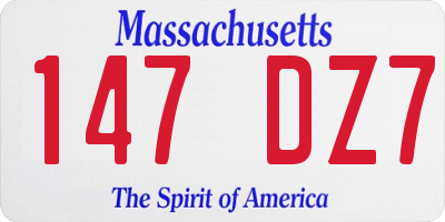 MA license plate 147DZ7