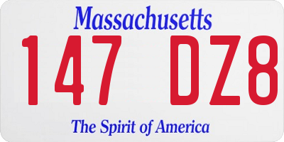 MA license plate 147DZ8
