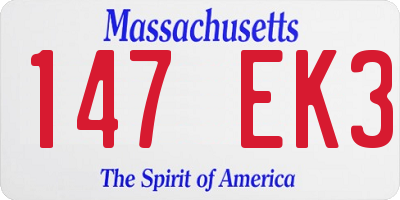 MA license plate 147EK3