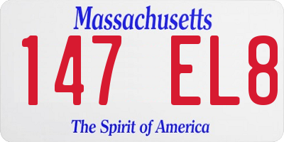 MA license plate 147EL8