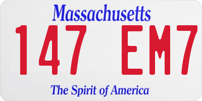 MA license plate 147EM7