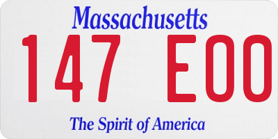 MA license plate 147EO0