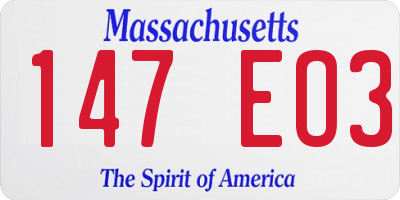 MA license plate 147EO3