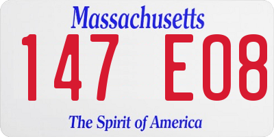 MA license plate 147EO8