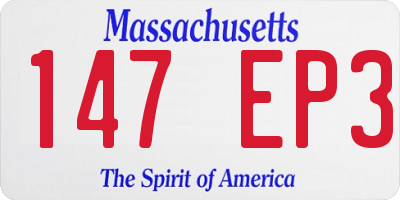 MA license plate 147EP3