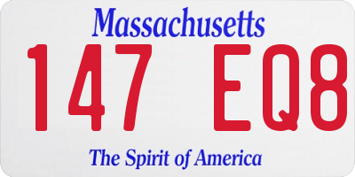 MA license plate 147EQ8