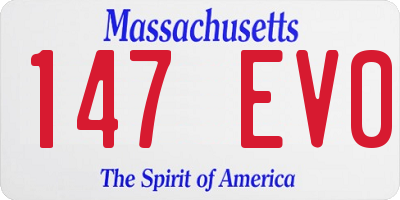 MA license plate 147EV0