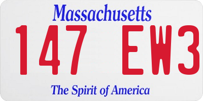 MA license plate 147EW3