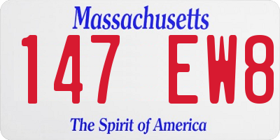 MA license plate 147EW8