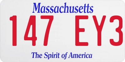 MA license plate 147EY3