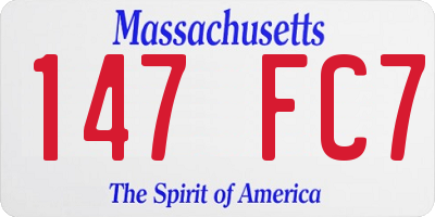 MA license plate 147FC7