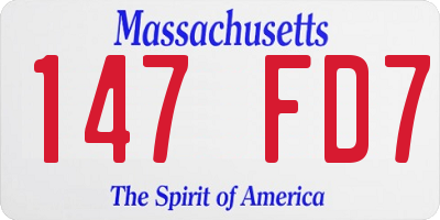 MA license plate 147FD7