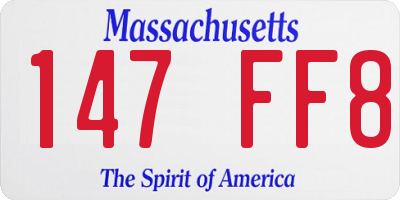MA license plate 147FF8
