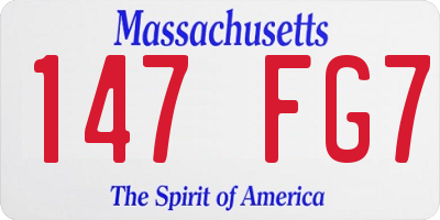 MA license plate 147FG7