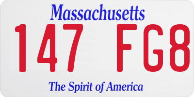 MA license plate 147FG8