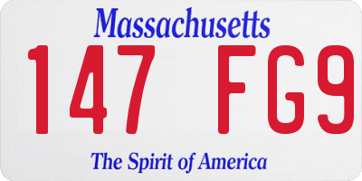 MA license plate 147FG9