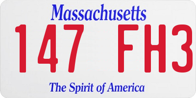 MA license plate 147FH3