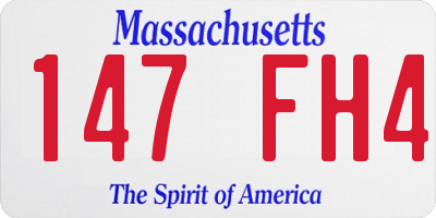 MA license plate 147FH4