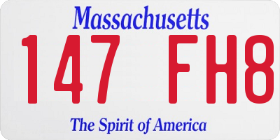 MA license plate 147FH8