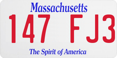 MA license plate 147FJ3