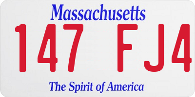MA license plate 147FJ4