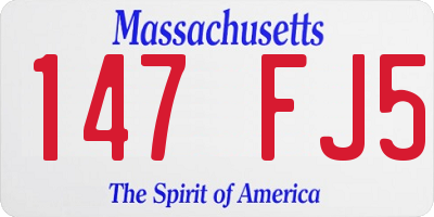 MA license plate 147FJ5