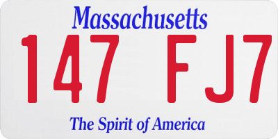 MA license plate 147FJ7