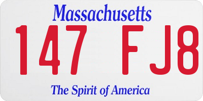 MA license plate 147FJ8