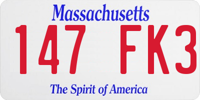 MA license plate 147FK3