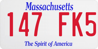 MA license plate 147FK5