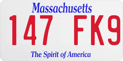 MA license plate 147FK9